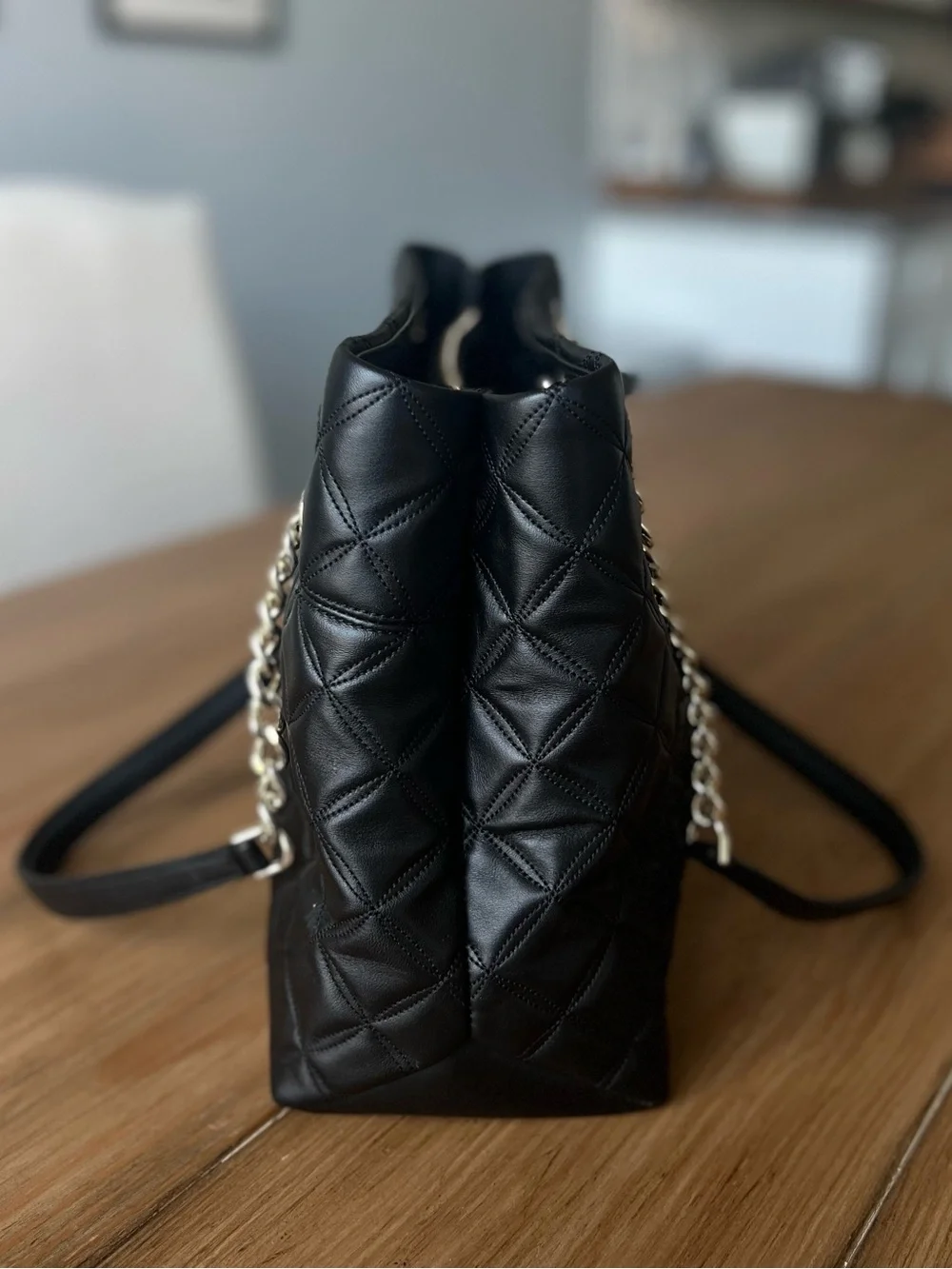 Kate Spade Quilted Leather Chain-Handle Shoulder Bag - Black w/ Silver Hardware